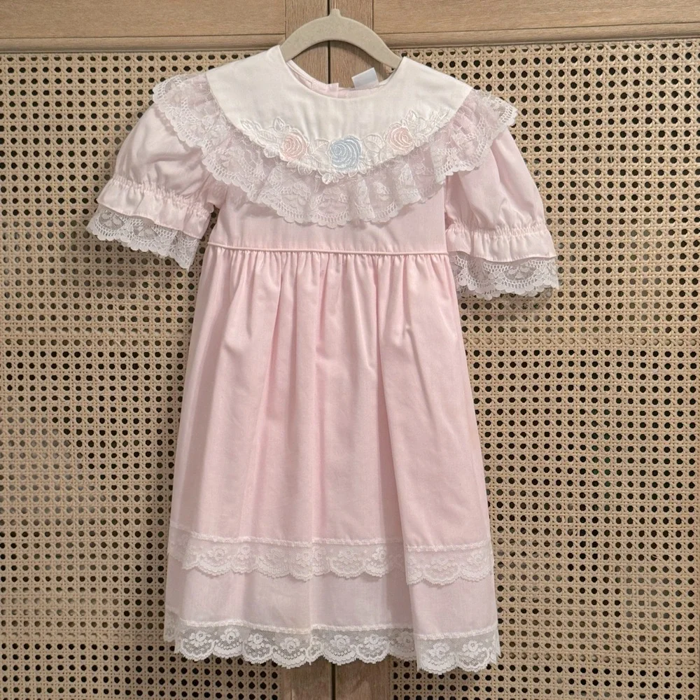 Vintage | Bryan|  pink embroidered dress